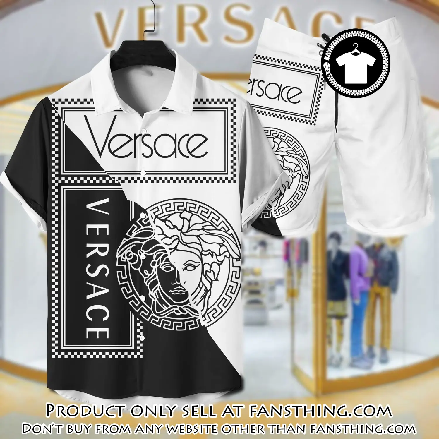 Versace luxury hawaiian shirt & short set lhs1205 fst5116127